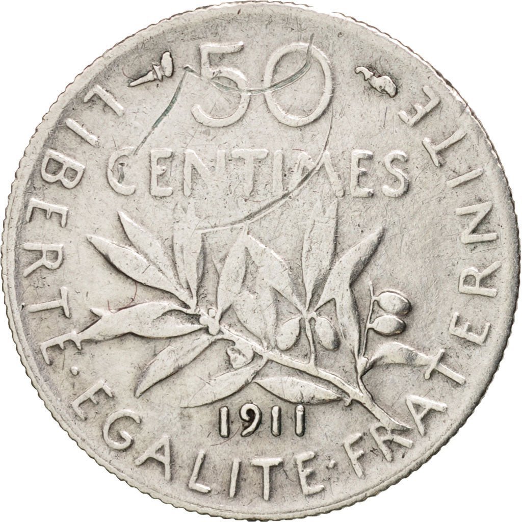 Münze, Frankreich, Semeuse, 50 Centimes, 1911, Paris, S+, Silber, KM:854