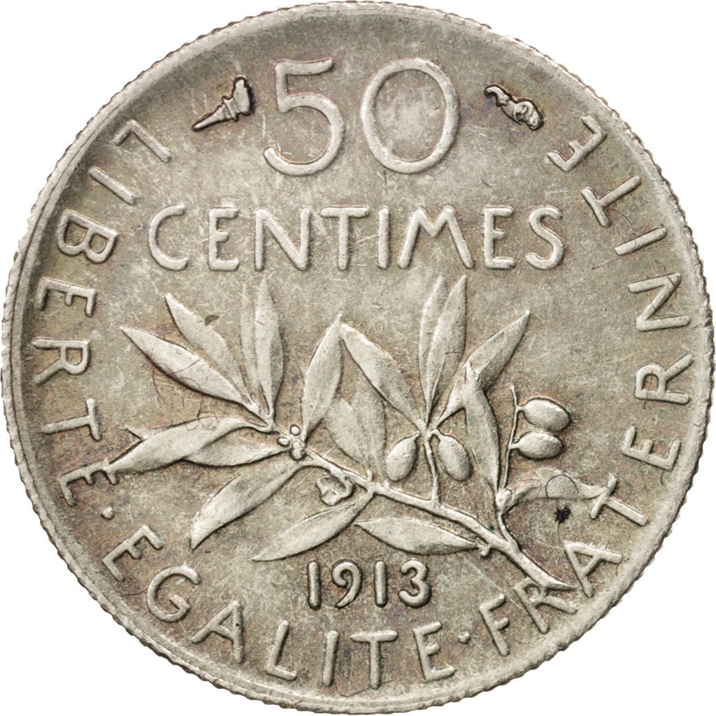 Coin, France, Semeuse, 50 Centimes, 1913, Paris, MS(60-62), Silver, KM:854