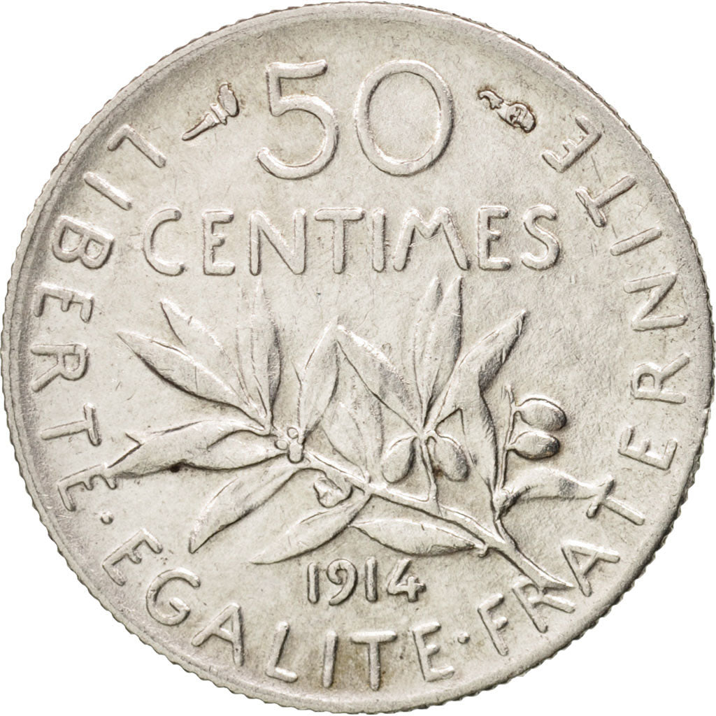 France, Semeuse, 50 Centimes, 1914, Paris, EF(40-45), Silver, KM:854