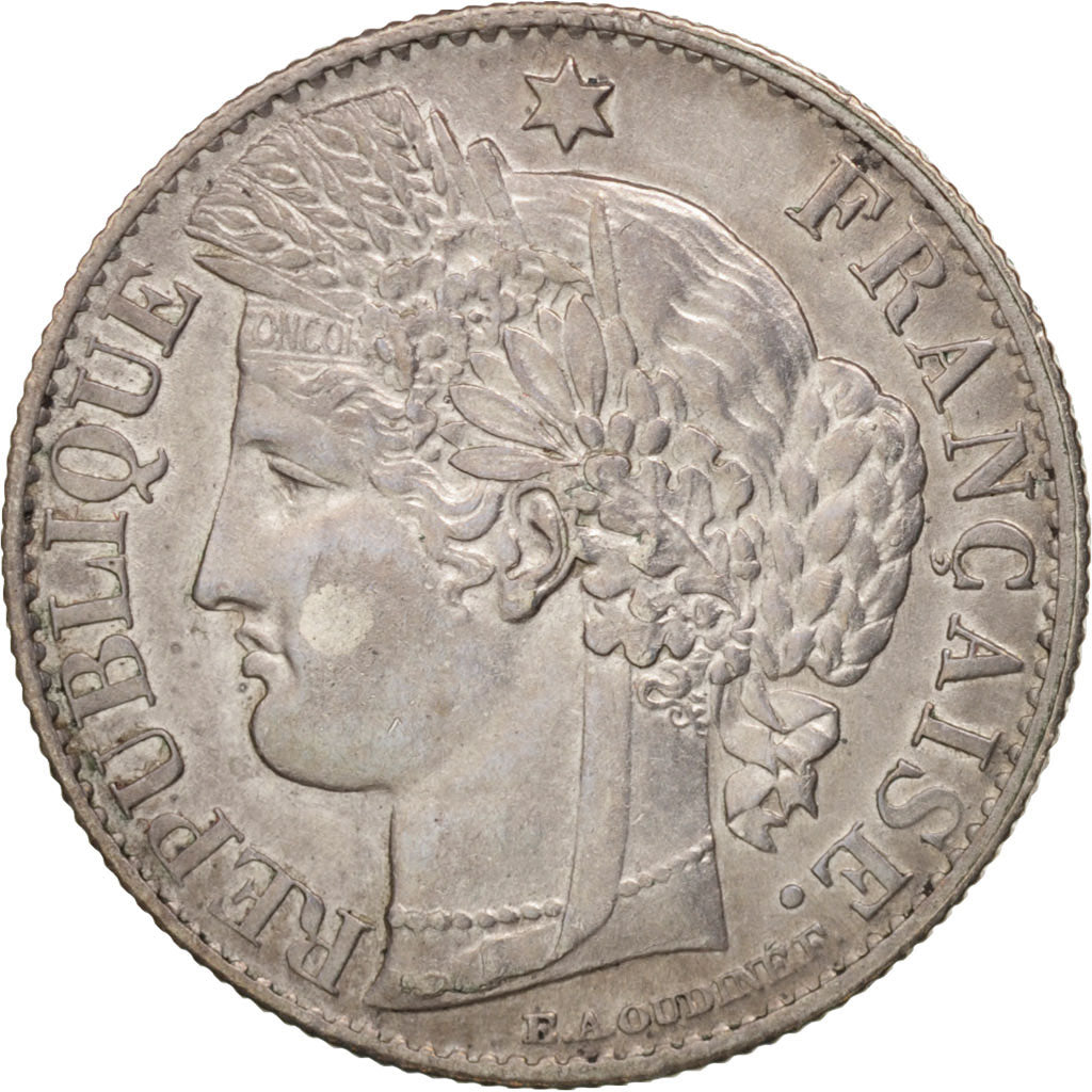 France, Cérès, 50 Centimes, 1887, Paris, AU(55-58), Silver, KM:834.1