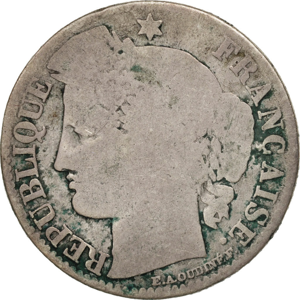 Munten, Frankrijk, Cérès, 50 Centimes, 1871, Paris, ZG+, Zilver, KM:834.1