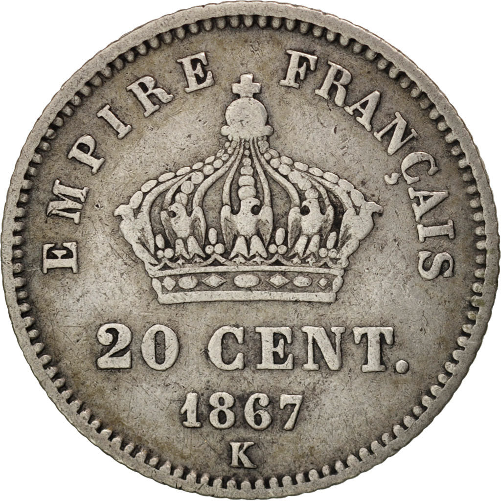 Coin, France, Napoleon III, Napoléon III, 20 Centimes, 1867, Bordeaux