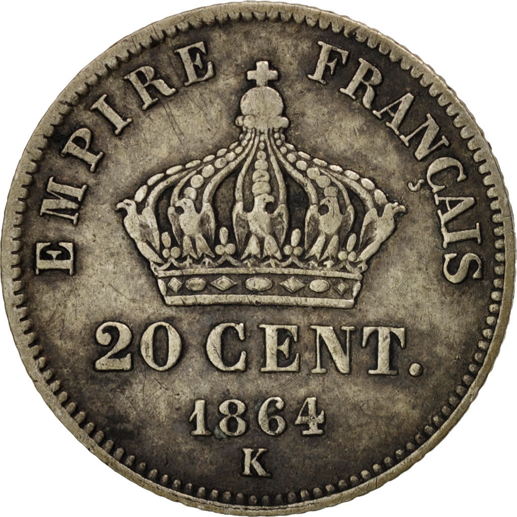 Munten, Frankrijk, Napoleon III, Napoléon III, 20 Centimes, 1864, Bordeaux