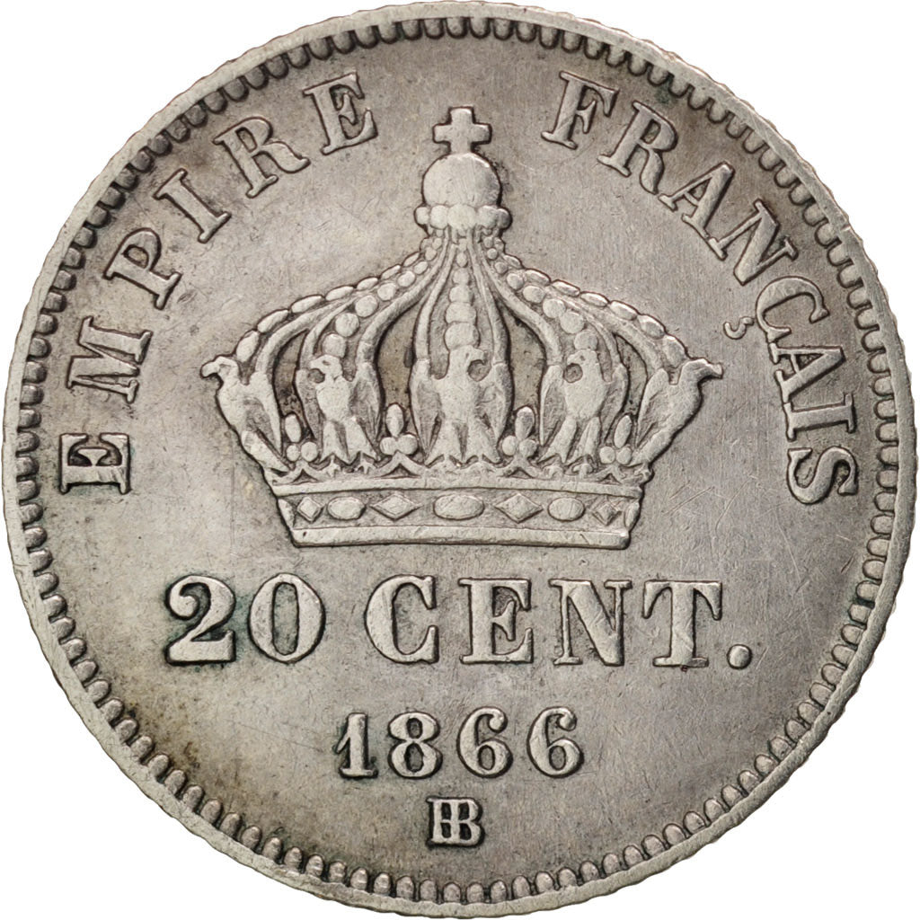 Munten, Frankrijk, Napoleon III, Napoléon III, 20 Centimes, 1866, Strasbourg