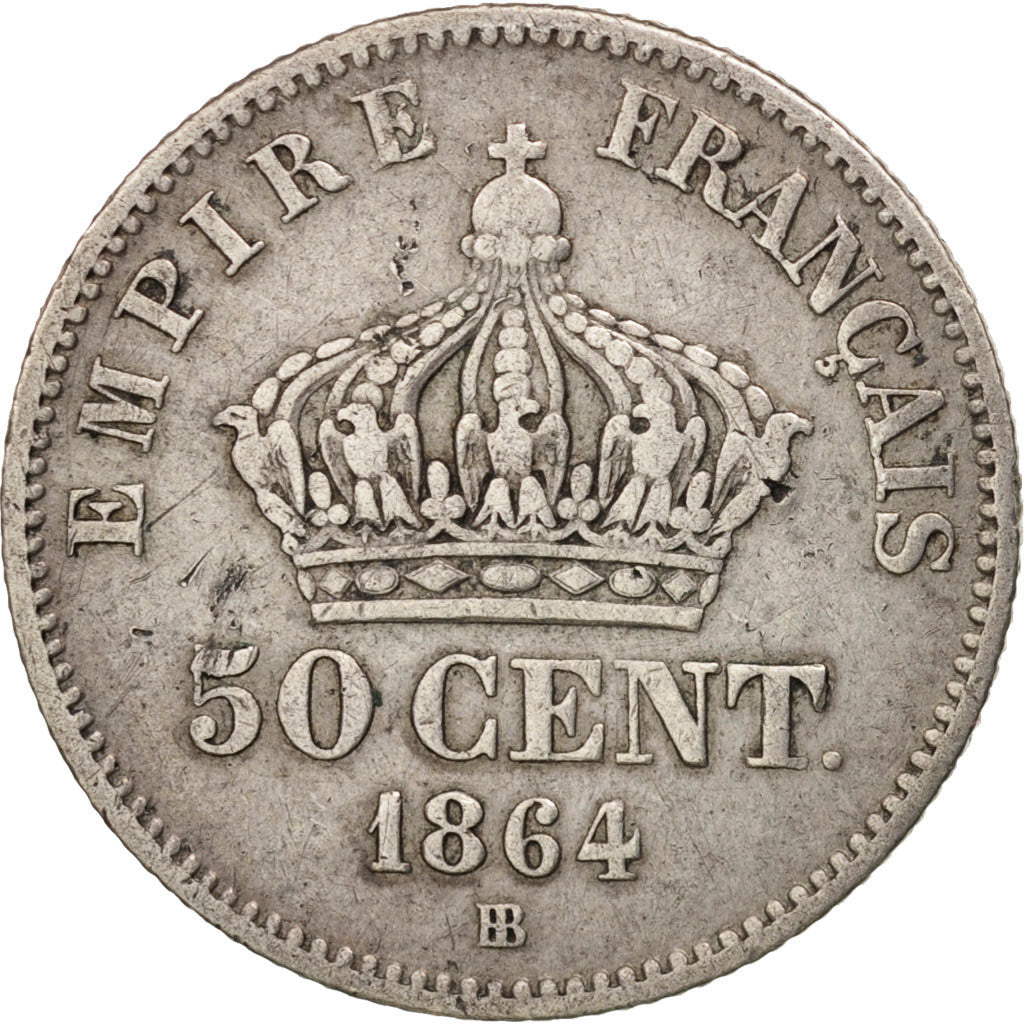 Coin, France, Napoleon III, Napoléon III, 50 Centimes, 1864, Strasbourg
