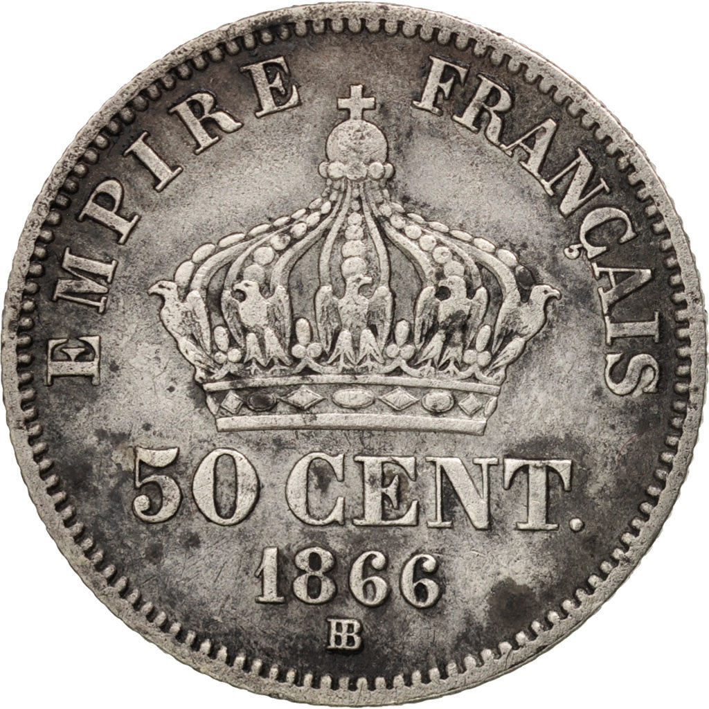 Coin, France, Napoleon III, Napoléon III, 50 Centimes, 1866, Strasbourg