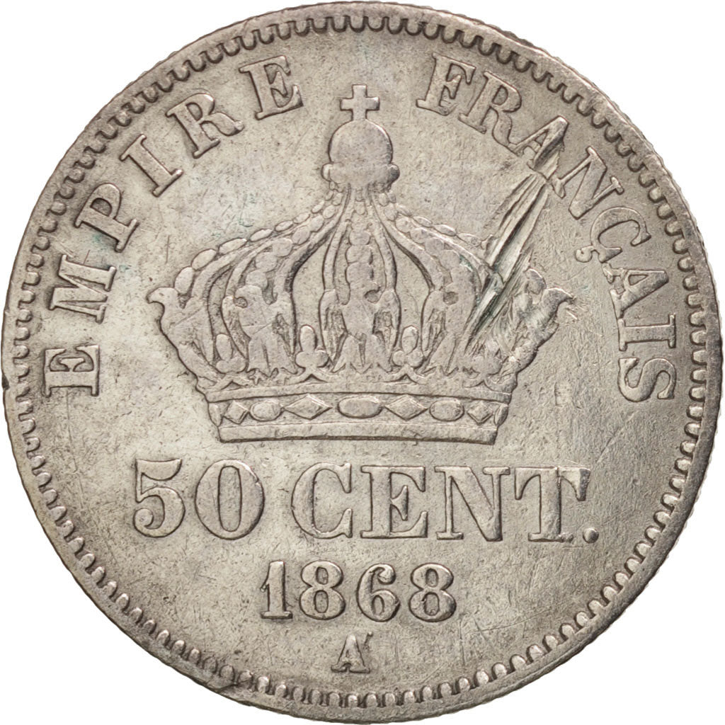 Munten, Frankrijk, Napoleon III, Napoléon III, 50 Centimes, 1868, Paris, FR+