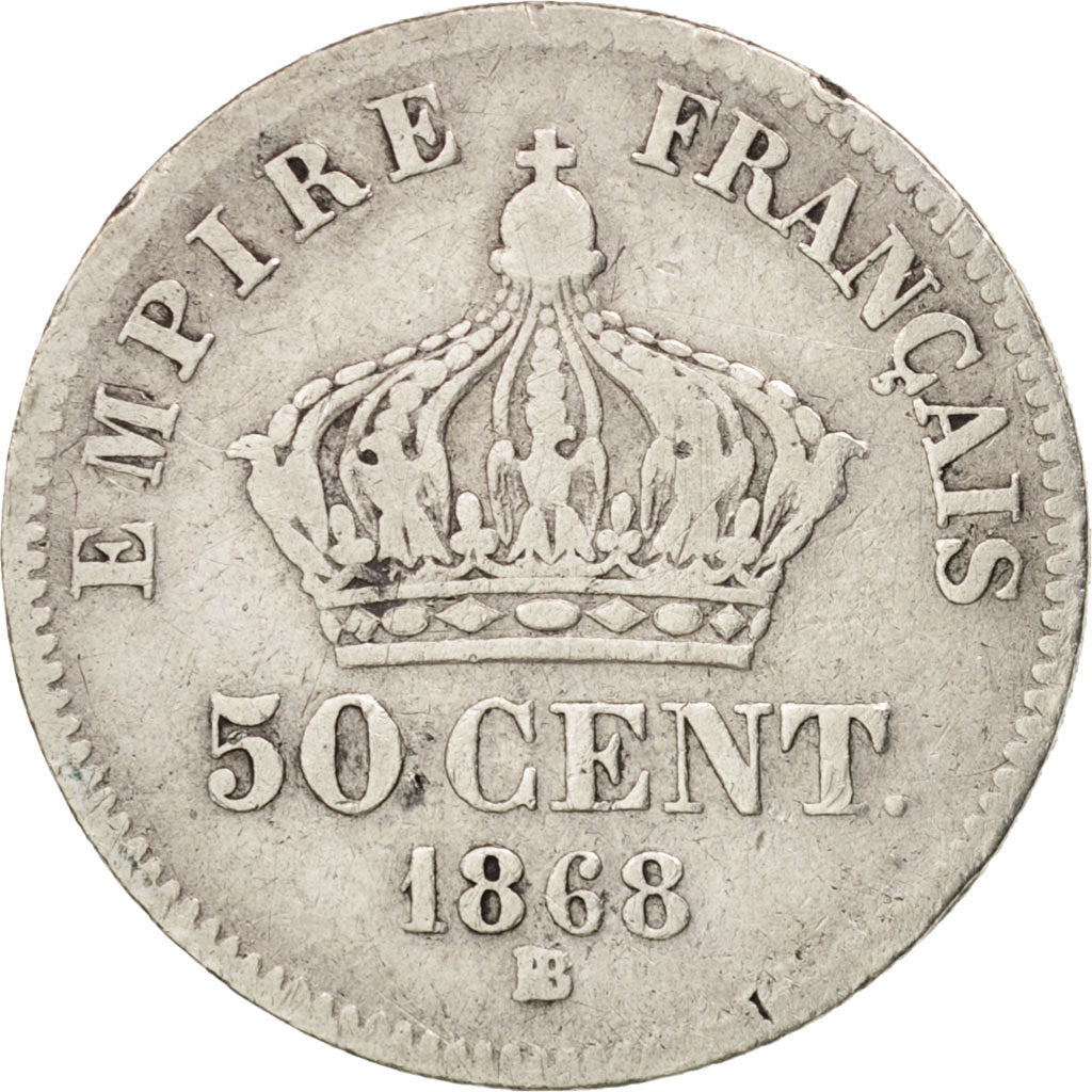 Coin, France, Napoleon III, Napoléon III, 50 Centimes, 1868, Strasbourg