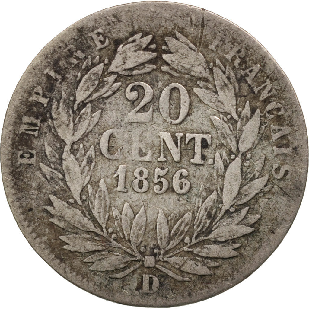 France, Napoleon III, Napoléon III, 20 Centimes, 1856, Lyon, TB, Argent
