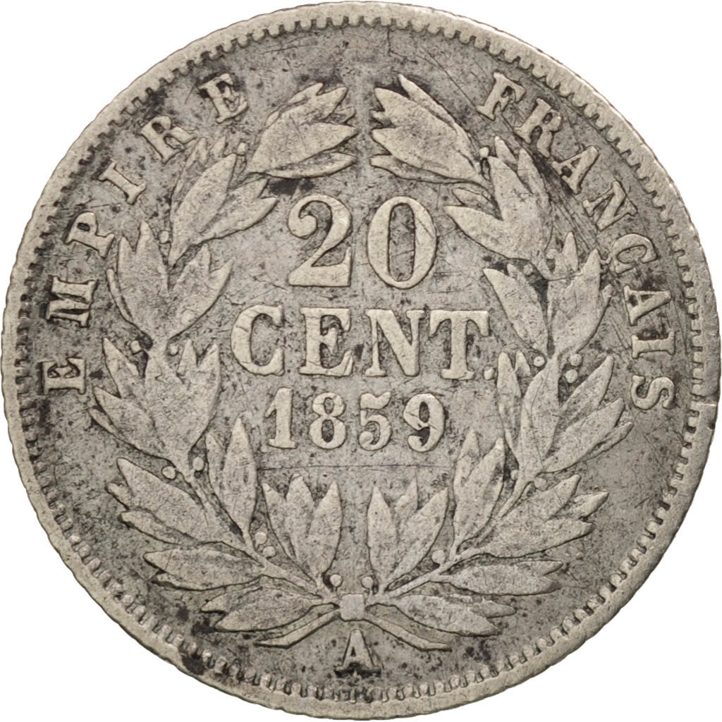 France, Napoleon III, Napoléon III, 20 Centimes, 1859, Paris, TB, Argent