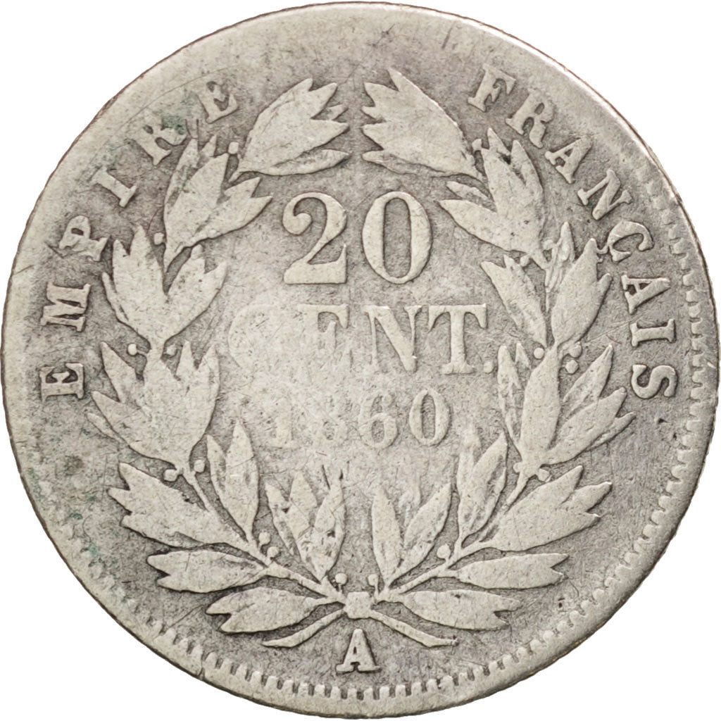 Munten, Frankrijk, Napoleon III, Napoléon III, 20 Centimes, 1860, Paris, ZG+