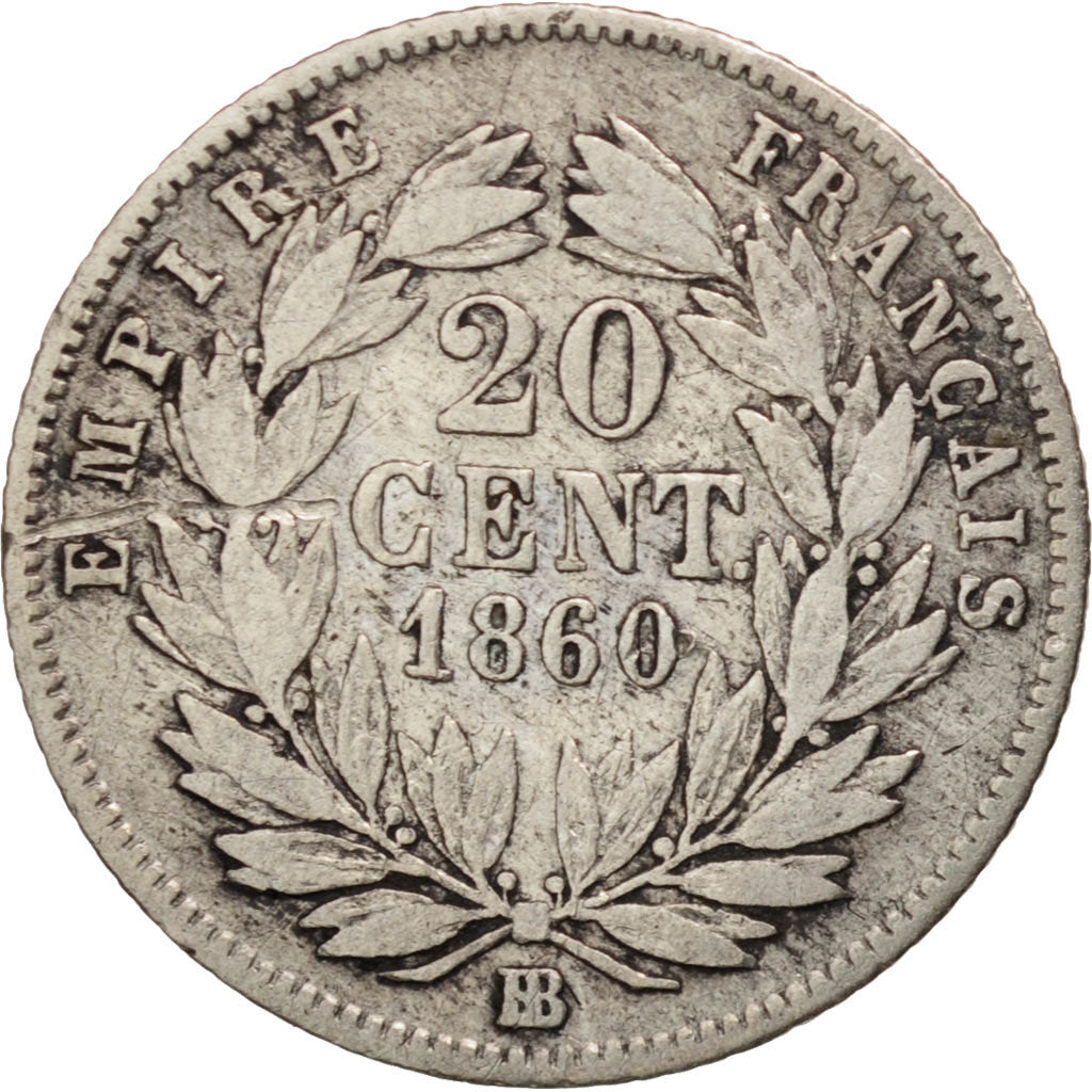 Coin, France, Napoleon III, Napoléon III, 20 Centimes, 1860, Strasbourg
