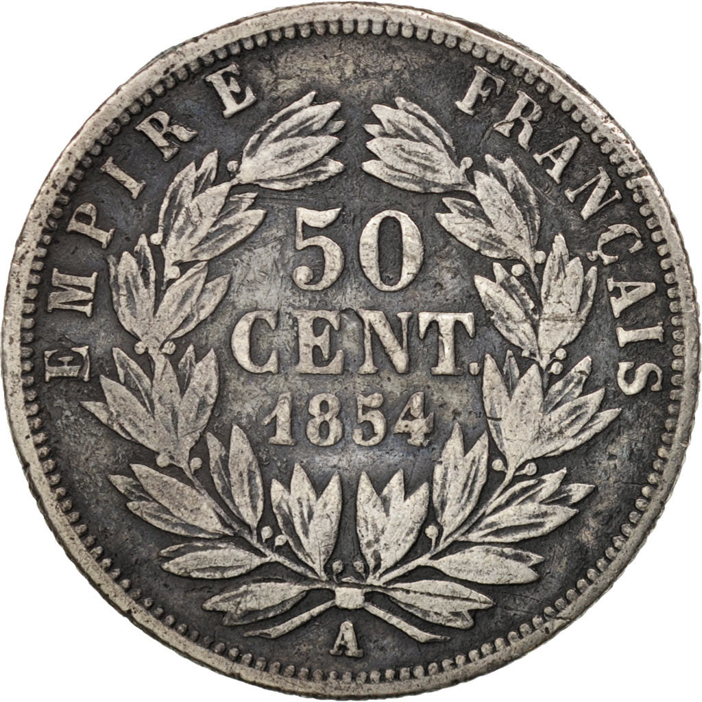 Frankreich, Napoleon III, Napoléon III, 50 Centimes, 1854, Paris, VF(20-25)