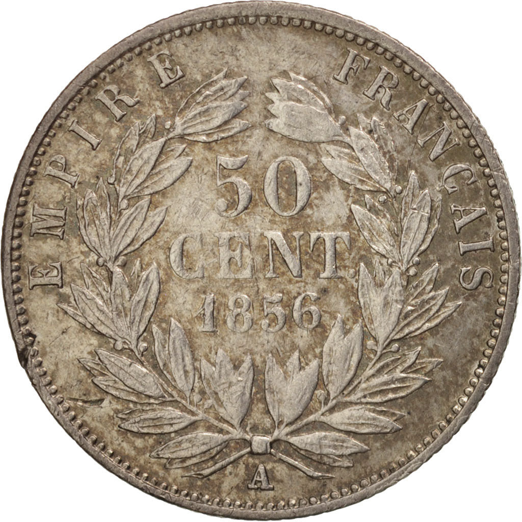 France, Napoleon III, Napoléon III, 50 Centimes, 1856, Paris, AU(50-53)