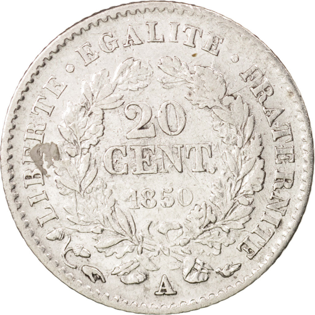 Munten, Frankrijk, Cérès, 20 Centimes, 1850, Paris, ZF, Zilver, KM:758.1