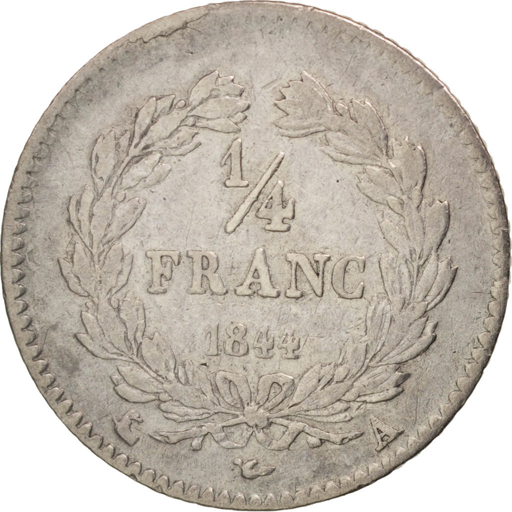 Francia, Louis-Philippe, 1/4 Franc, 1844, Paris, BB, Argento, KM:740.1, Gadou...
