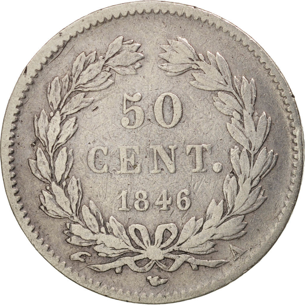 France, Louis-Philippe, 50 Centimes, 1846, Paris, VF(30-35), Silver, KM:768.1