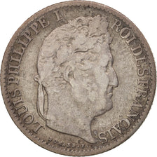 Moneda, Francia, Louis-Philippe, 50 Centimes, 1845, Paris, BC+, Plata, KM:768.1
