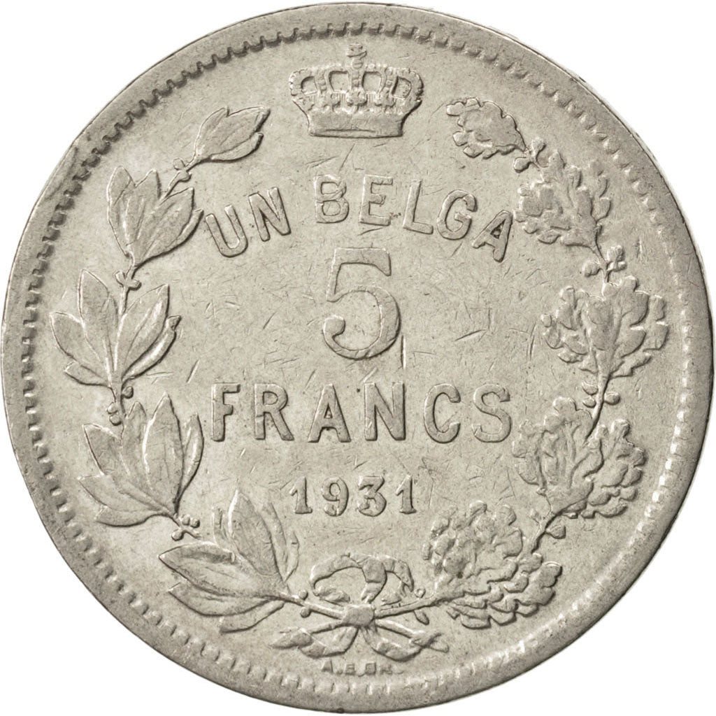 Coin, Belgium, 5 Francs, 5 Frank, 1931, EF(40-45), Nickel, KM:97.1