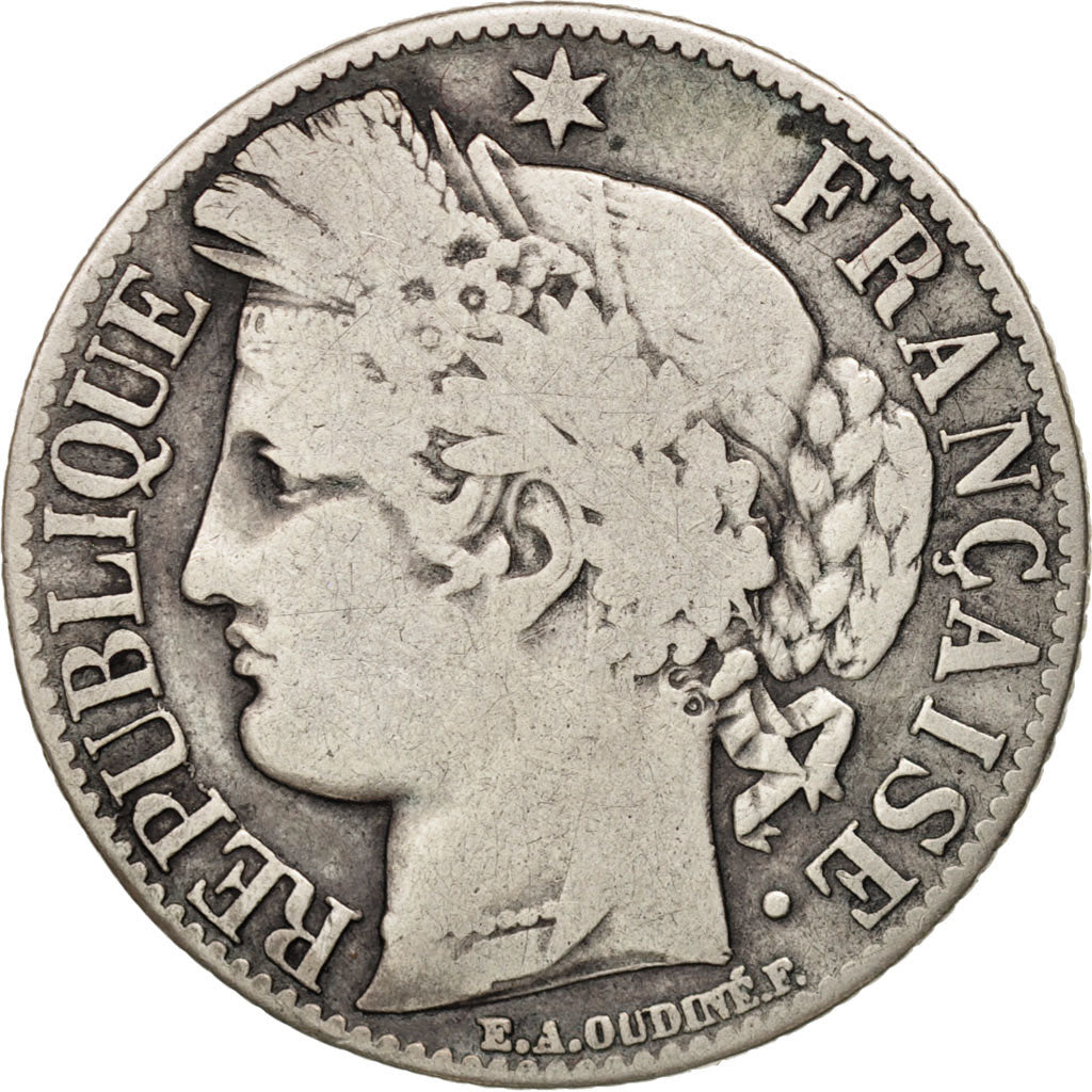 France, Cérès, Franc, 1872, Bordeaux, VF(20-25), Silver, KM:822.2