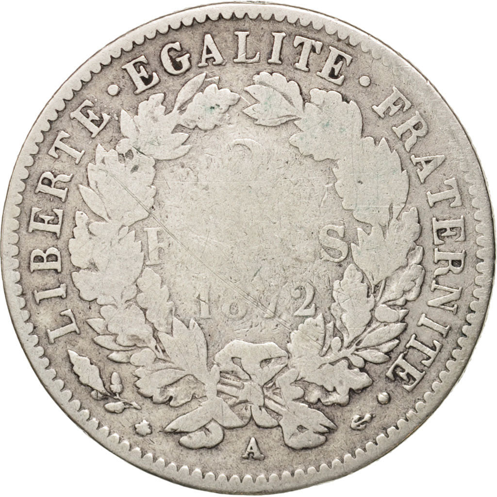 Monnaie, France, Cérès, 2 Francs, 1872, Paris, TB, Argent, KM:817.1