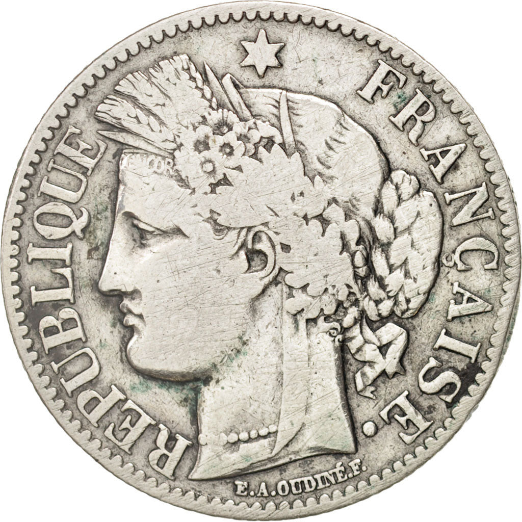 Munten, Frankrijk, Cérès, 2 Francs, 1872, Bordeaux, FR+, Zilver, KM:817.2