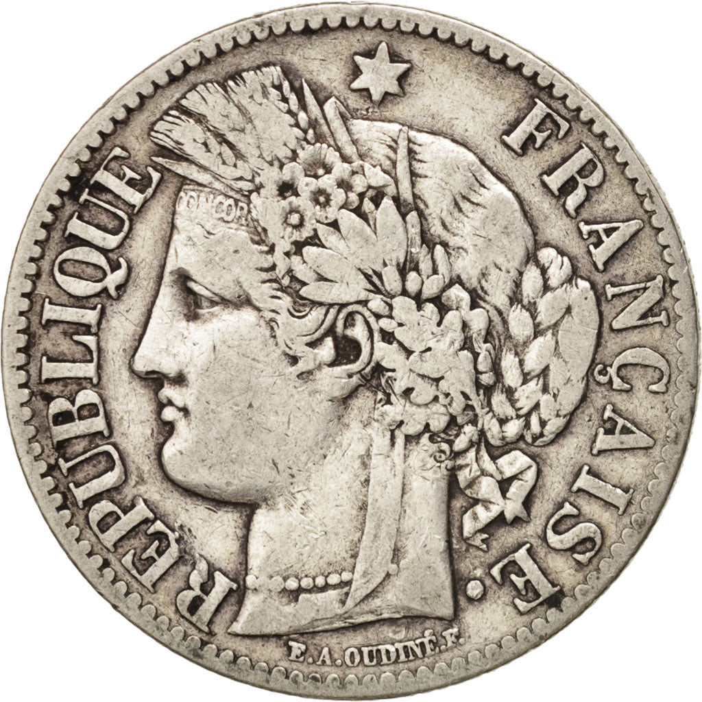 Moneda, Francia, Cérès, 2 Francs, 1888, Paris, BC+, Plata, KM:817.1