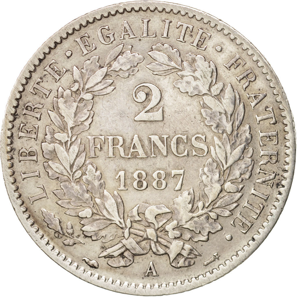 Coin, France, Cérès, 2 Francs, 1887, Paris, EF(40-45), Silver, KM:817.1