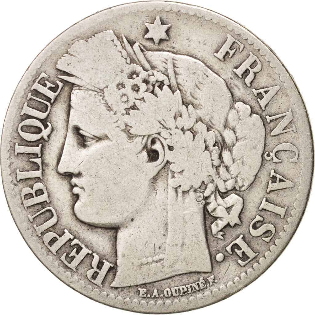 Monnaie, France, Cérès, 2 Francs, 1871, Bordeaux, TB, Argent, KM:817.2