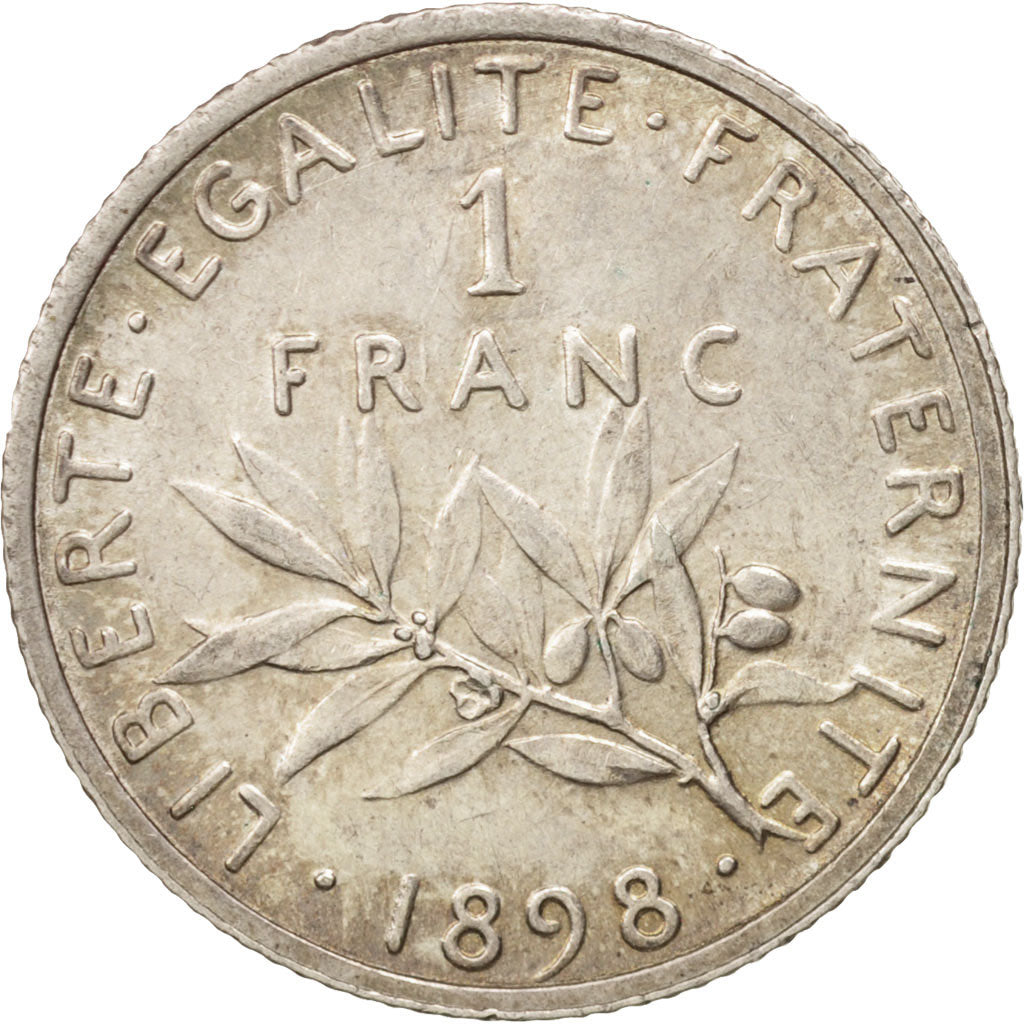 Coin, France, Semeuse, Franc, 1898, Paris, AU(55-58), Silver, KM:844.1
