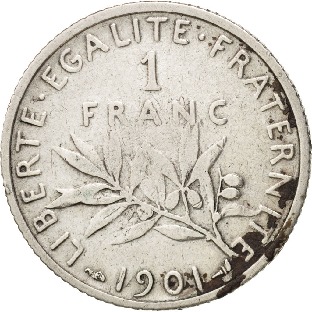 France, Semeuse, Franc, 1901, Paris, TB, Argent, KM:844.1, Gadoury:467