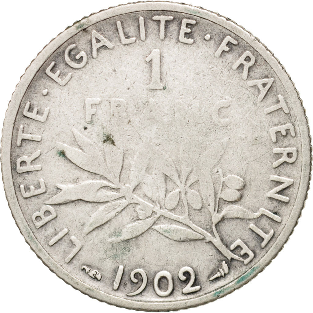 France, Semeuse, Franc, 1902, Paris, VF(20-25), Silver, KM:844.1, Gadoury:467