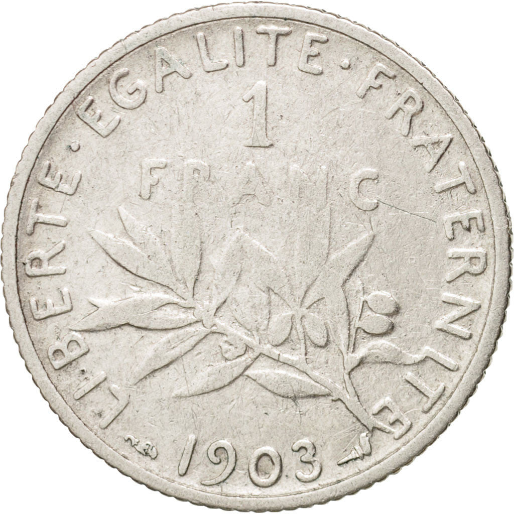 Moneta, Francia, Semeuse, Franc, 1903, Paris, MB, Argento, KM:844.1, Gadoury:467