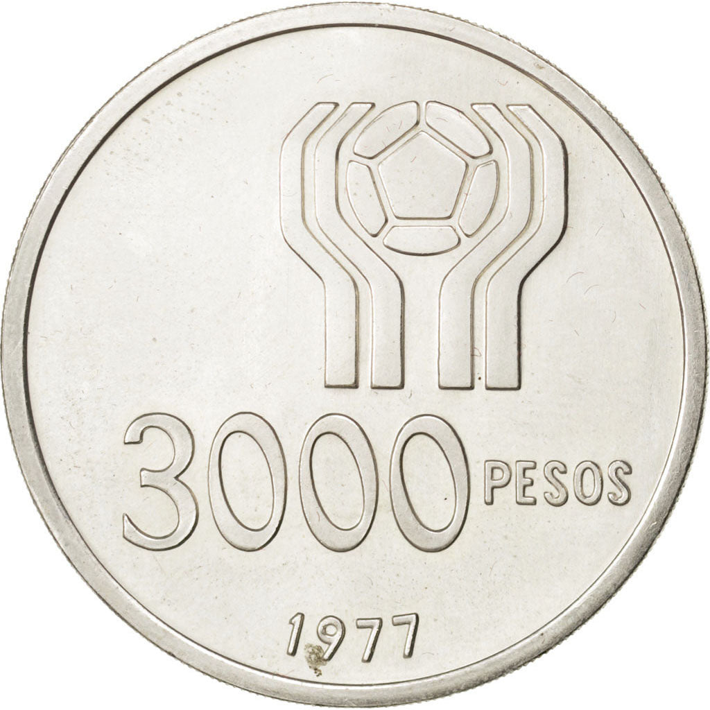 ARGENTINA, 3000 Pesos, 1977, KM #80, MS(63), Silver, 24.90