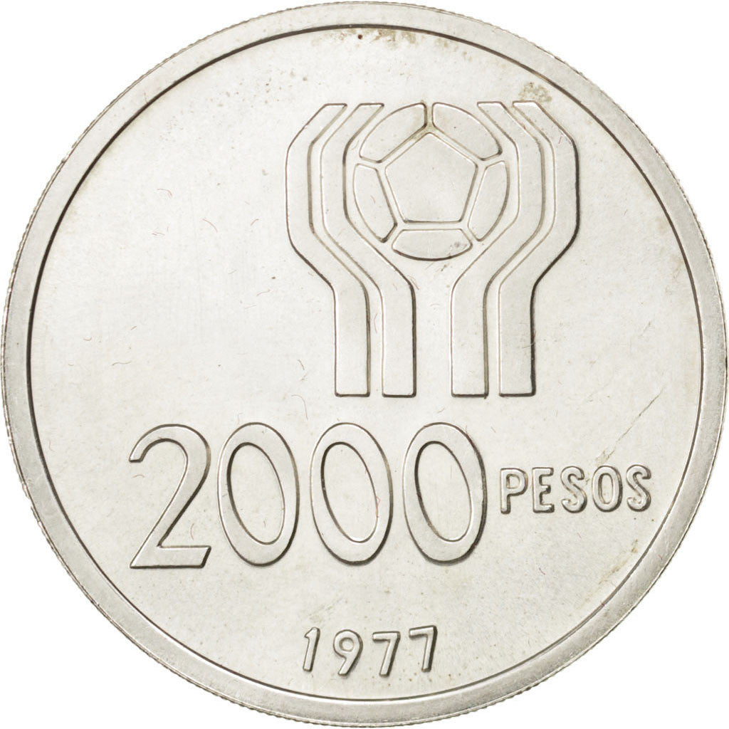 ARGENTINA, 2000 Pesos, 1977, KM #79, MS(63), Silver, 15.02