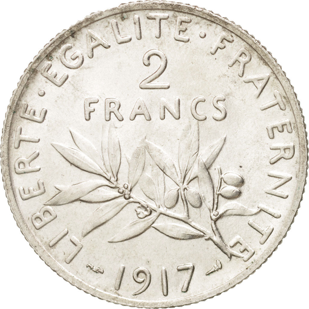 Frankreich, Semeuse, 2 Francs, 1917, Paris, AU(50-53), Silver, KM:845.1