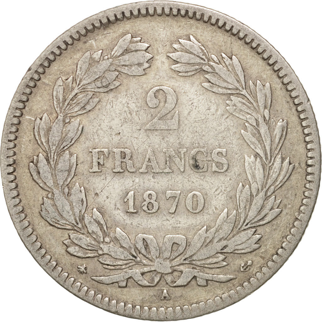 France, Cérès, 2 Francs, 1870, Paris, VF(30-35), Silver, KM:816.1, Gadoury:529