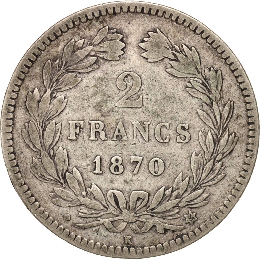 France, Cérès, 2 Francs, 1870, Bordeaux, VF(20-25), Silver, KM:816.2