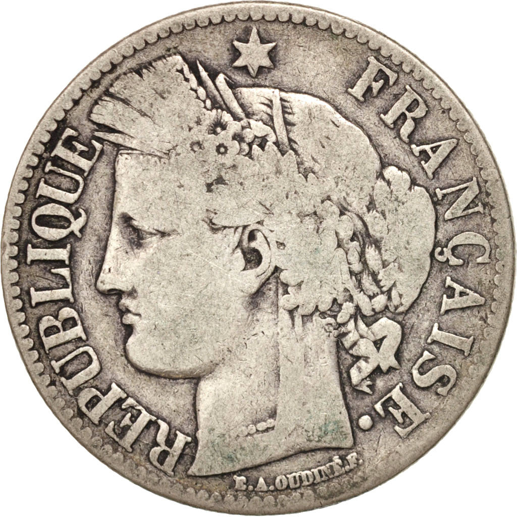 France, Cérès, 2 Francs, 1870, Bordeaux, VF(20-25), Silver, KM:816.2