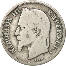 France, Napoleon III, Napoléon III, 2 Francs, 1867, Bordeaux, VG(8-10)
