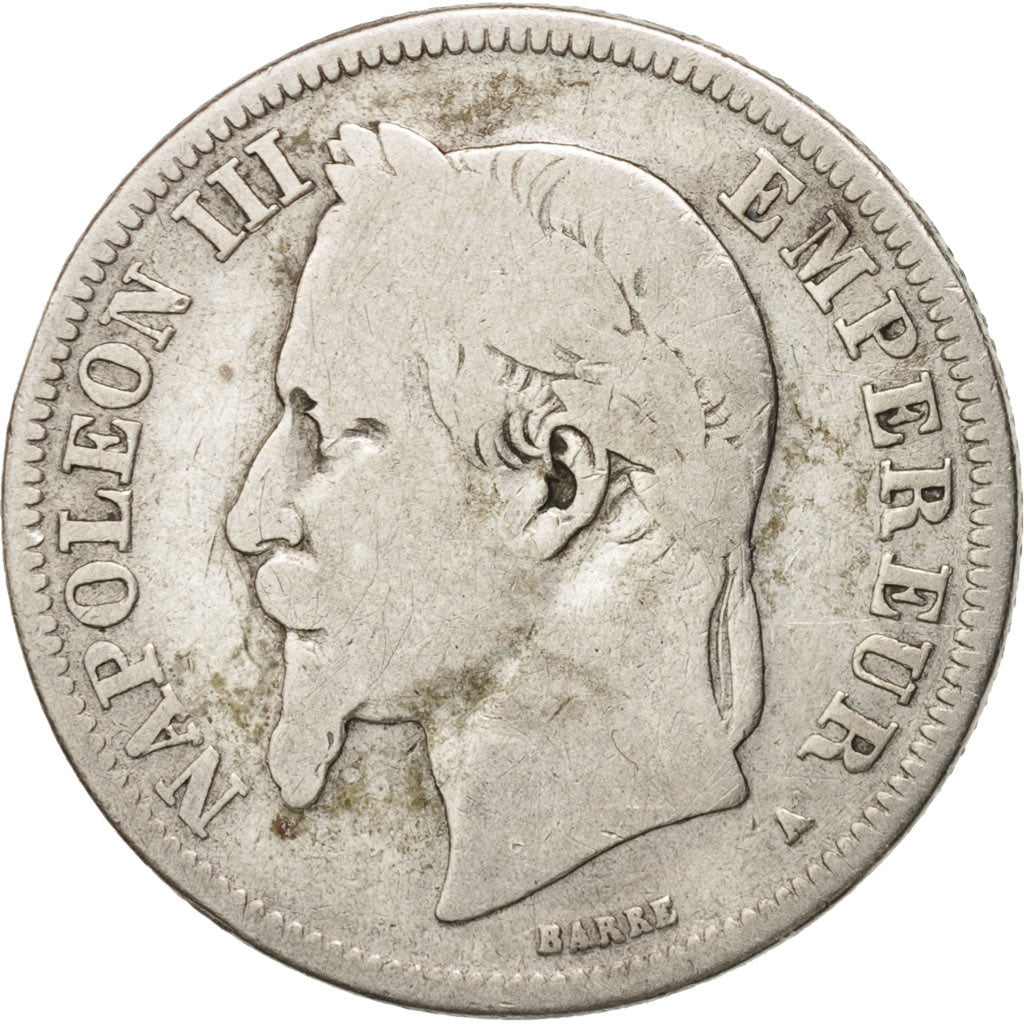 France, Napoleon III, Napoléon III, 2 Francs, 1868, Paris, VG(8-10)
