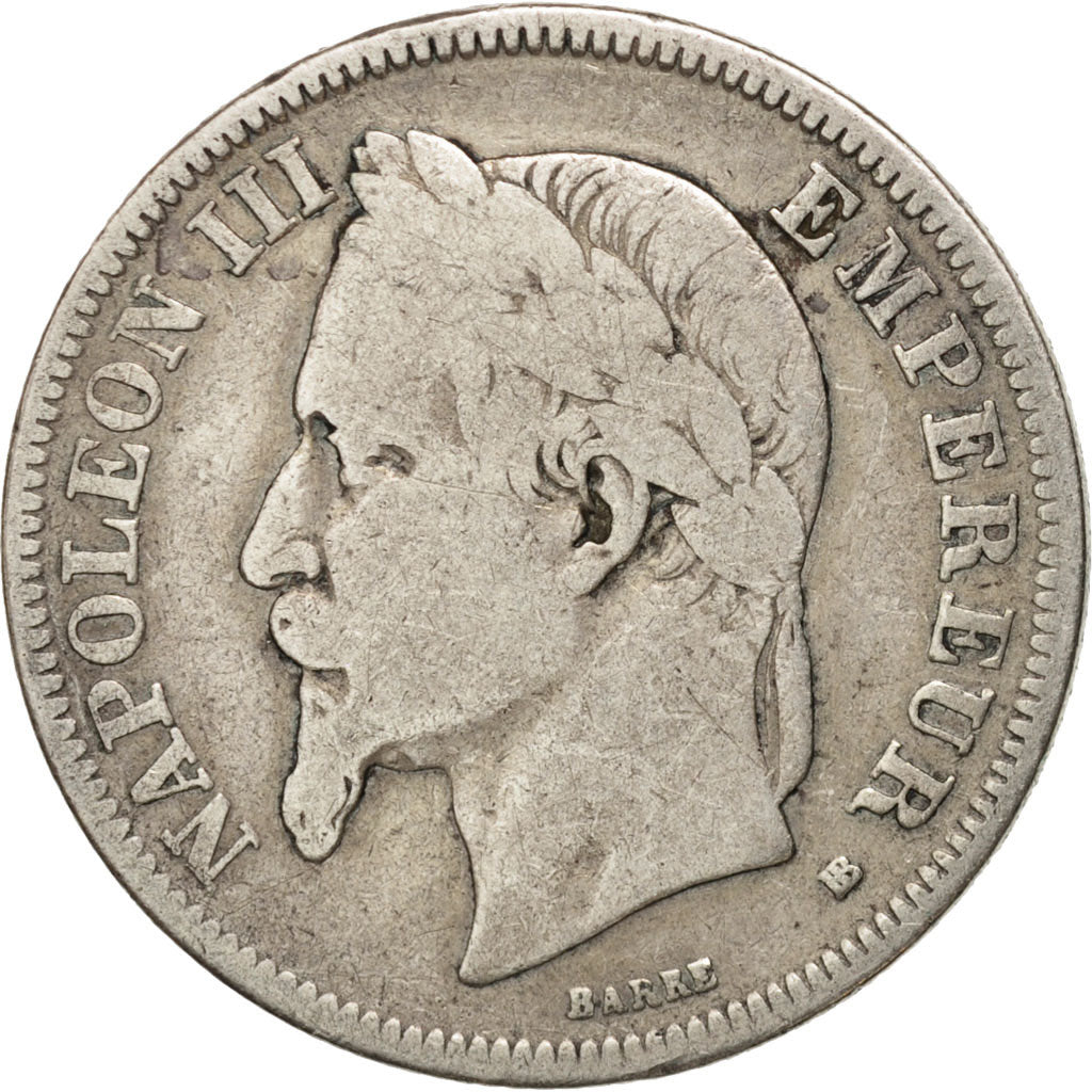 France, Napoleon III, Napoléon III, 2 Francs, 1866, Strasbourg, F(12-15)