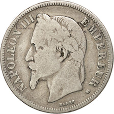 France, Napoleon III, Napoléon III, 2 Francs, 1866, Strasbourg, F(12-15)