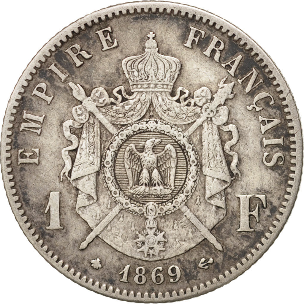 Moneda, Francia, Napoleon III, Napoléon III, Franc, 1869, Paris, MBC, Plata