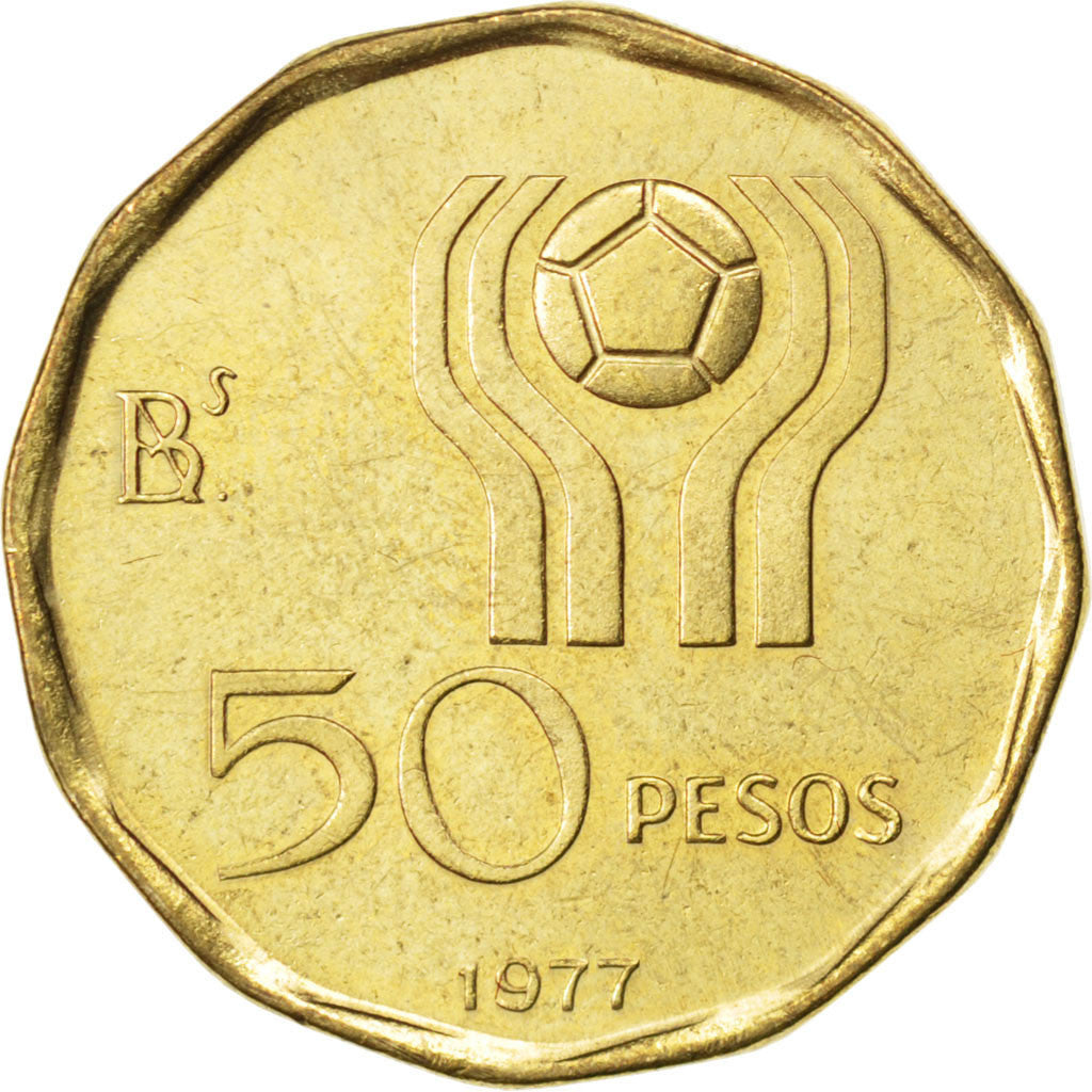 ARGENTINA, 50 Pesos, 1977, KM #76, MS(63), Aluminum-Bronze, 24.13, 5.67