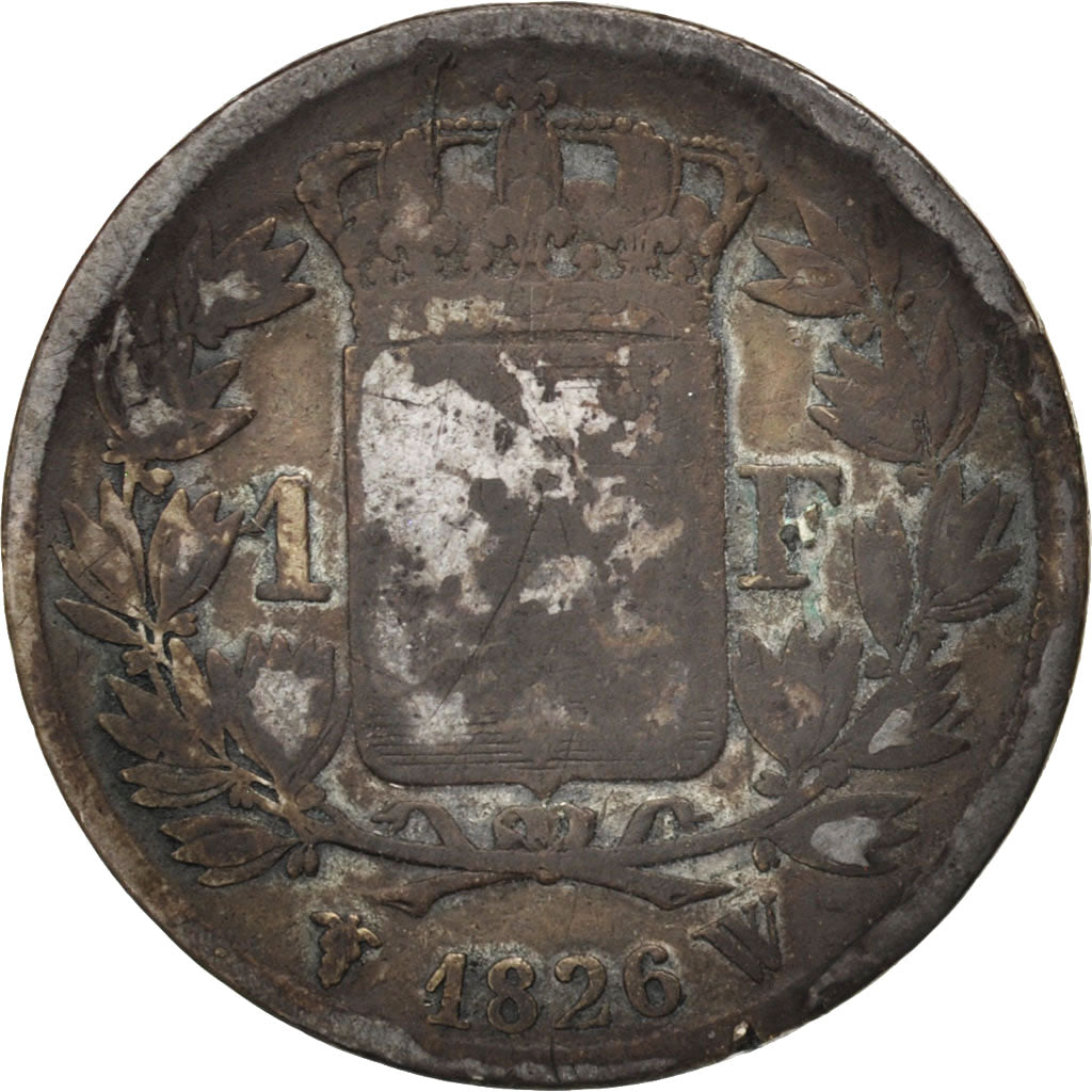 Moneda, Francia, Charles X, Franc, 1826, Lille, BC, Plata, KM:724.13
