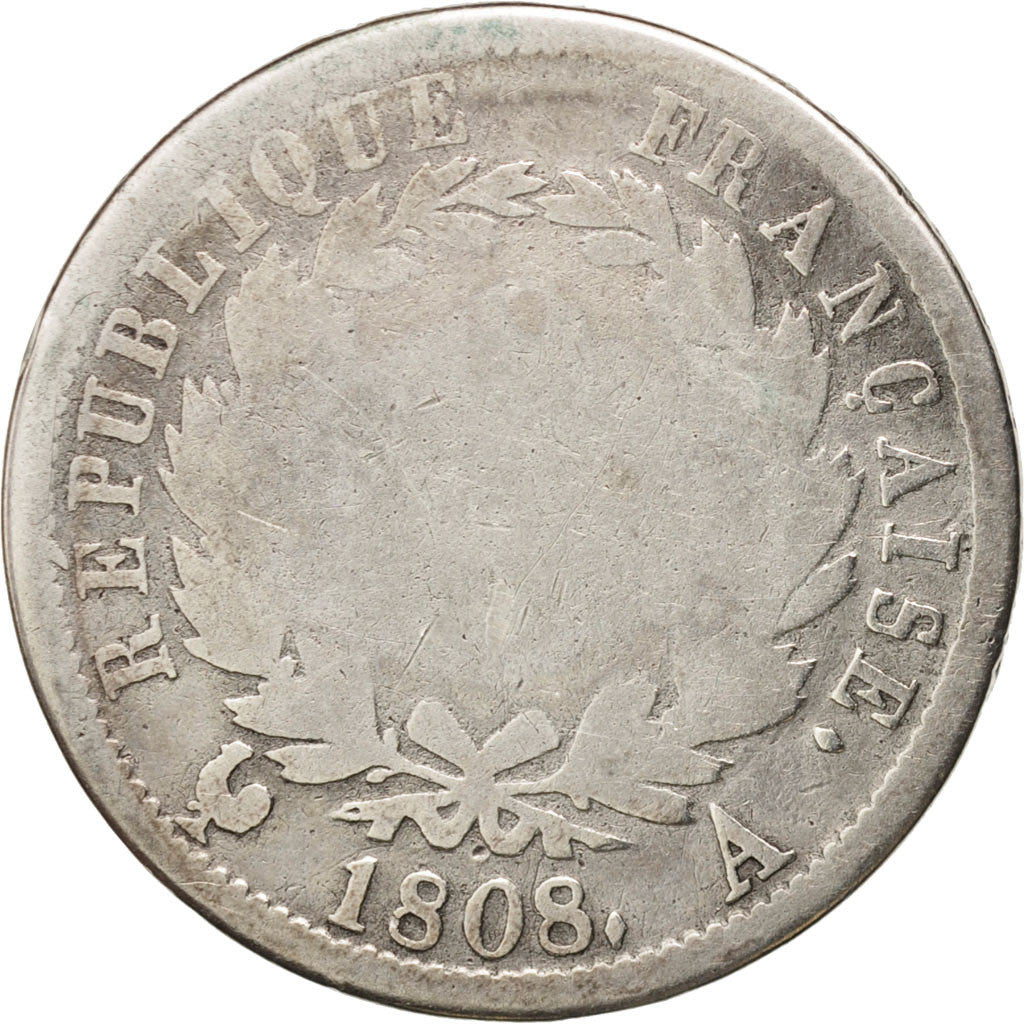 Moneda, Francia, Napoléon I, 2 Francs, 1808, Paris, BC, Plata, KM:684.1