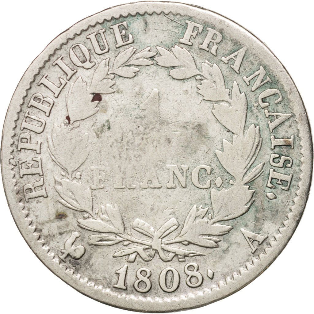 France, Napoléon I, Franc, 1808, Paris, F(12-15), Silver, KM:682.1, Gadoury:446