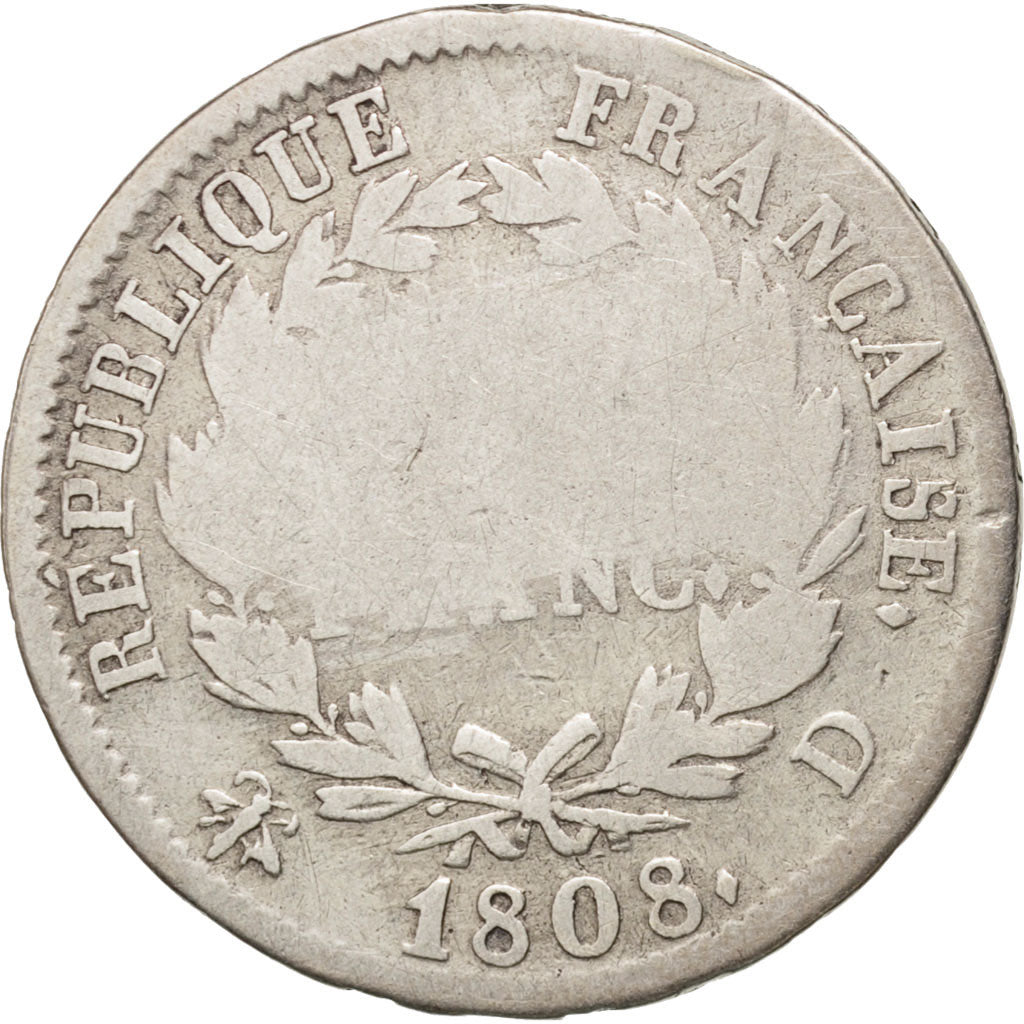 Frankreich, Napoléon I, Franc, 1808, Lyon, F(12-15), Silver, KM:682.4