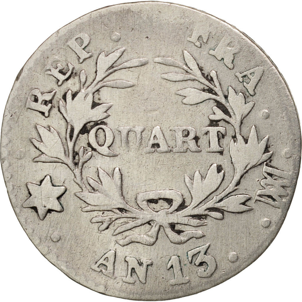 France, Napoléon I, 1/4 Franc, 1805, Marseille, VF(20-25), Silver, KM:654.9
